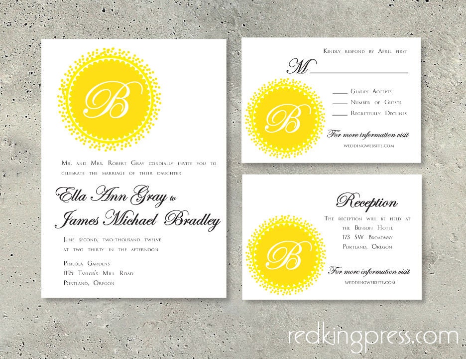 Printable PDF, Monogram Wedding Invitation