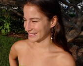 Delicate Green Hawaiian Sea Glass & Puka Shell Earrings