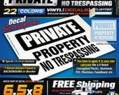 6.5x8 (1) PRIVATE PROPERTY No Trespassing Sign 4Fence (MEDIUM) 1 Color Vinyl Decal