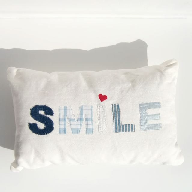 Cream Linen Smile Cushion