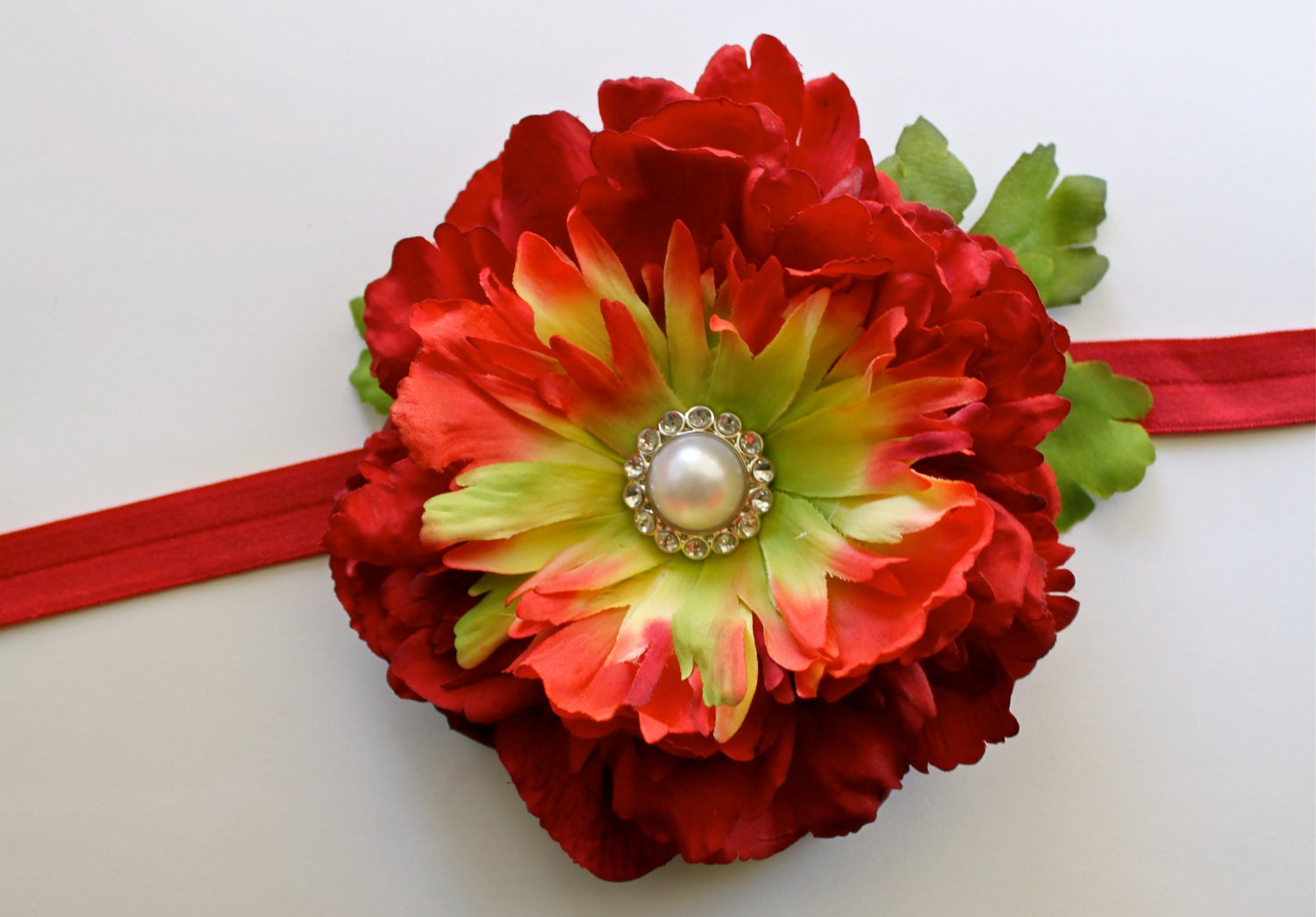 Vibrant Red Flower Headband