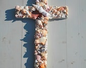 Wedding Seashell Cross/ Beach Wedding Wooden Cross
