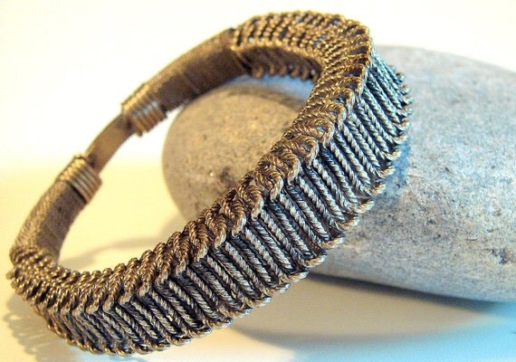 Beautiful Antique Primitive Miao China Tribal Silver Bangle