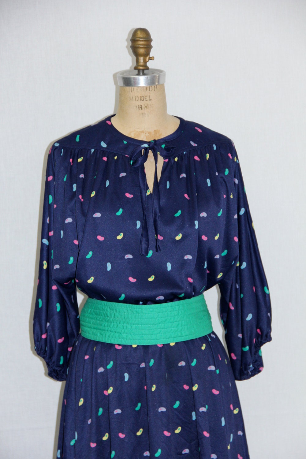 Plus Size Vintage Dress Secretary Jelly Bean Print