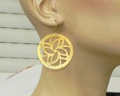 Handmade 14K gold plated circle earrings with gold plated sterling silver hangers