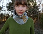 Crochet Cowl, Crochet Neckwarmer, Circle Scarf in Grey, Mustard, Cream - Unisex / The Seafarings Cowl