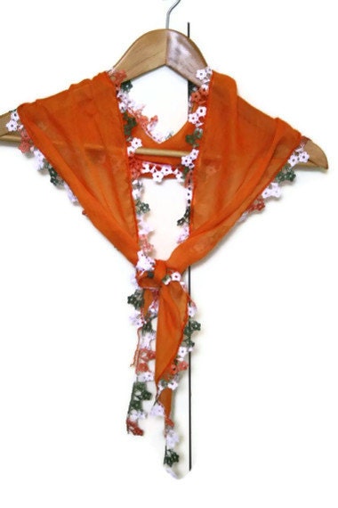 Spring 2012 trends fashion orange handmade scarf  ready to ship