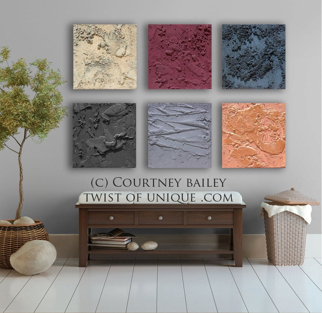 Concrete Abstract Wall art, 6 square CUSTOM  abstract painting, Large abstract art, -Wine,  gold, mauve, gray, indigo, gold, black, ivory