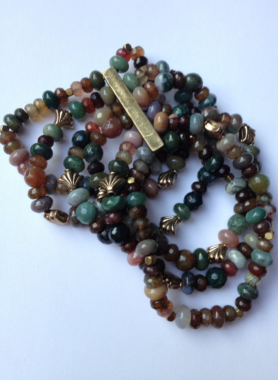 Multicolor Agate Multi Strand Bracelet