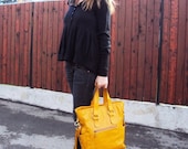 Yellow Leather Tote Bag, Shoulder Bag, Messenger Bag, Shopping Bag, Carryall Bag  - Extra Large Handbag