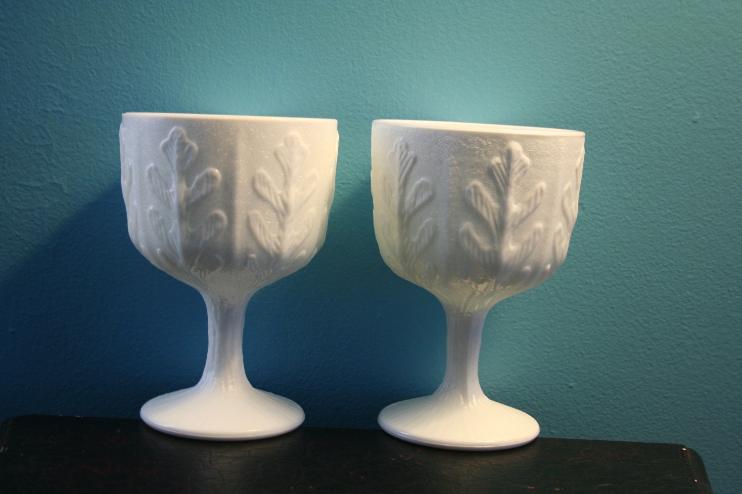 Vintage Compote Vases - Set of Two - Vintage Milk Glass  - Wedding Decor - Home Decor - Wedding Gift - Centerpieces - Party Decor