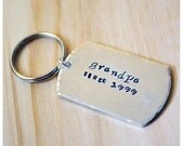 LAST MINUTE Father's Day Hand Stamped Grandpa Keychain - Granddad Keyring - Personalized Keyring - Grandpa Since Keychain - Gramps