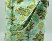 Ruffled Tote- Joel Dewberry Aviary 2 Damask in Dill