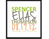 Custom Childrens Wall Art, Bright Colorful Prints, Color Typography, Birth Announcement, Playroom Nursery Decor, Baby Shower Gift