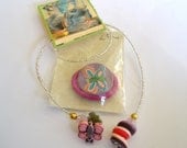 Purple Butterfly Button Beaded Bookmark - Child Book Thong, Child Bookmark., Books Zines, Stocking Stuffer