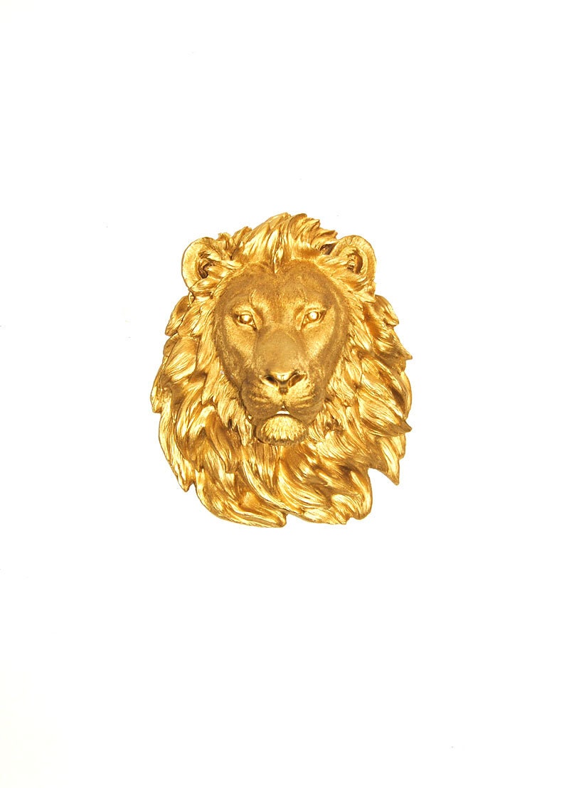 Faux Taxidermied - The Epson - Gold Resin Lion Head- Resin White Faux Taxidermy- Chic & Trendy