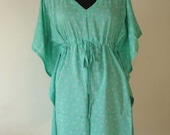 sea green Short Dress - Kaftan dress, Bridal party robe, lounge wear, beach cover up or summer dress. Lovely maternity dress.