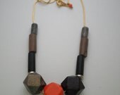 Vintage Wood Beaded Necklace.