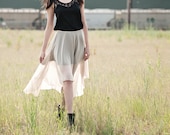 Hi lo hem skirt - ivory cream sheer silk chiffon, modern minimalist bohemian fashion - medium