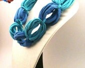 T-Shirt Scarf / Sky & Ocean Blue / Upcycled Looped Scarf