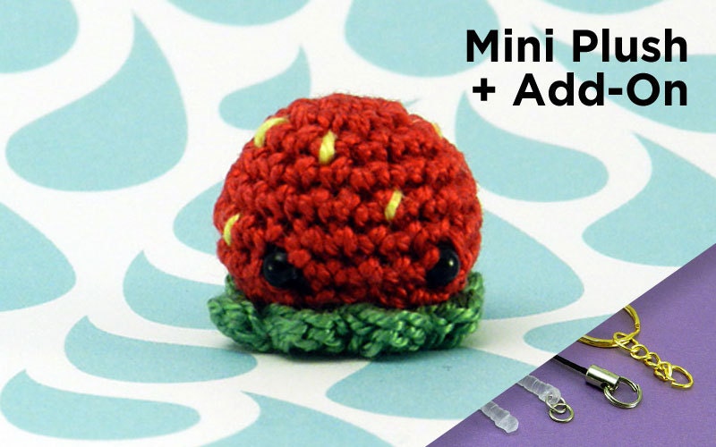 MiniPus (Strawberry) & Add-On - Cell Phone Strap, Lobster Clasp, Pin, Key Chain or Dust Plug Attachment