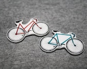 Bike Couple, 2 magnets, hand drawn on shrinky plastic