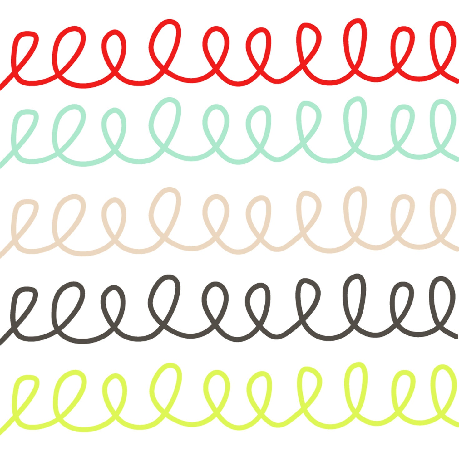 Digital Borders // Digital Clip Art // Doodle Borders 1 // Red, Blue, Gray // png files // Instant Download Il_170x135