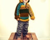 Striped knitted warm colourful hoodie boys