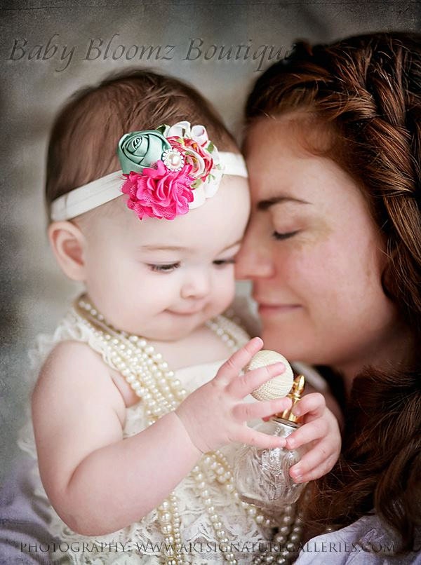 Floral Baby Headband Baby girl headband  Baby bow, hair bow, newborn headband, toddler headband, photo shoot