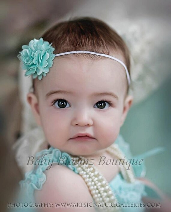 Baby Headband, Mini Flower Headband Baby girl headband Newborn headband Petite flower Baby Bow