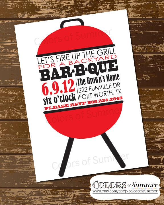 BBQ Grill Invitation - Digital File
