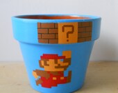 Super Mario Painted Flower Pot 8Bit Nintendo NES