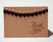 Thank you Cards-- Rustic Style with Lace and Pearls- Set of 10