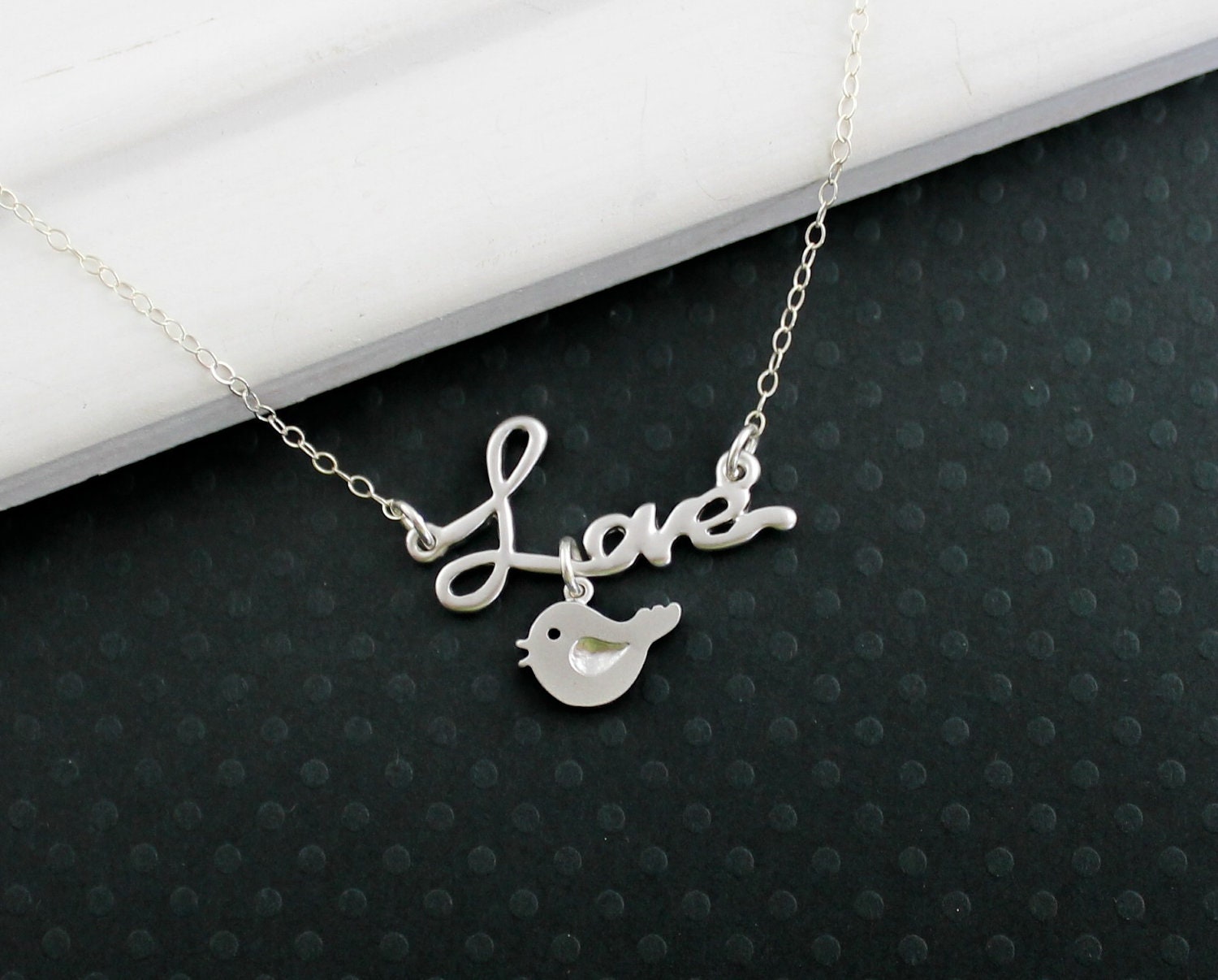 Bird Necklace - Baby Bird Necklace, Love Necklace, Sterling Silver