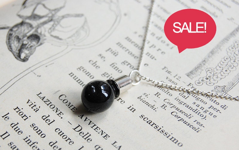 SALE - Black Poison - Handmade Flask Vial Bottle Pendant Necklace