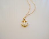 Set of Five - For Bridesmaids, Nautical Beach Themed Wedding, Ahoy, Tiny 14k Gold Filled Anchor Necklace by Emeline Darling