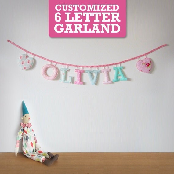 Customized Handmade Fabric Garlands - 6 Letter Name Il_570xn