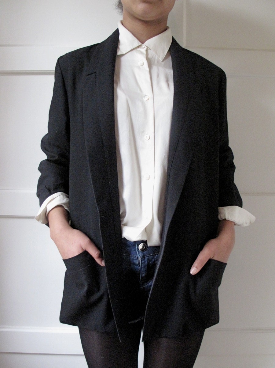 80s black tuxedo style jacket by Jaques Vert
