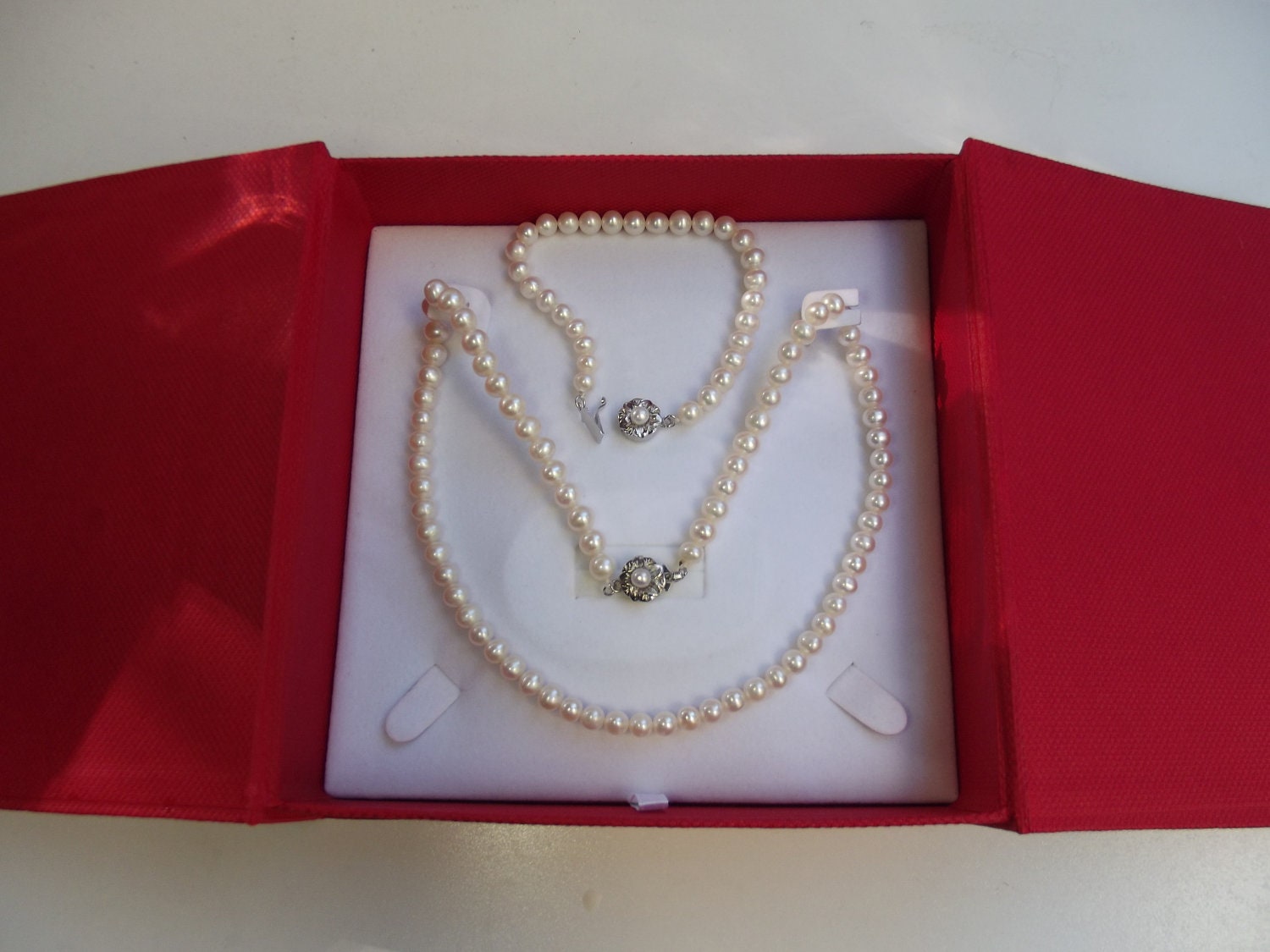 FREE shipping Wedding Jewelry Set - South Sea Pearl White Set Necklace-Bracelet ...