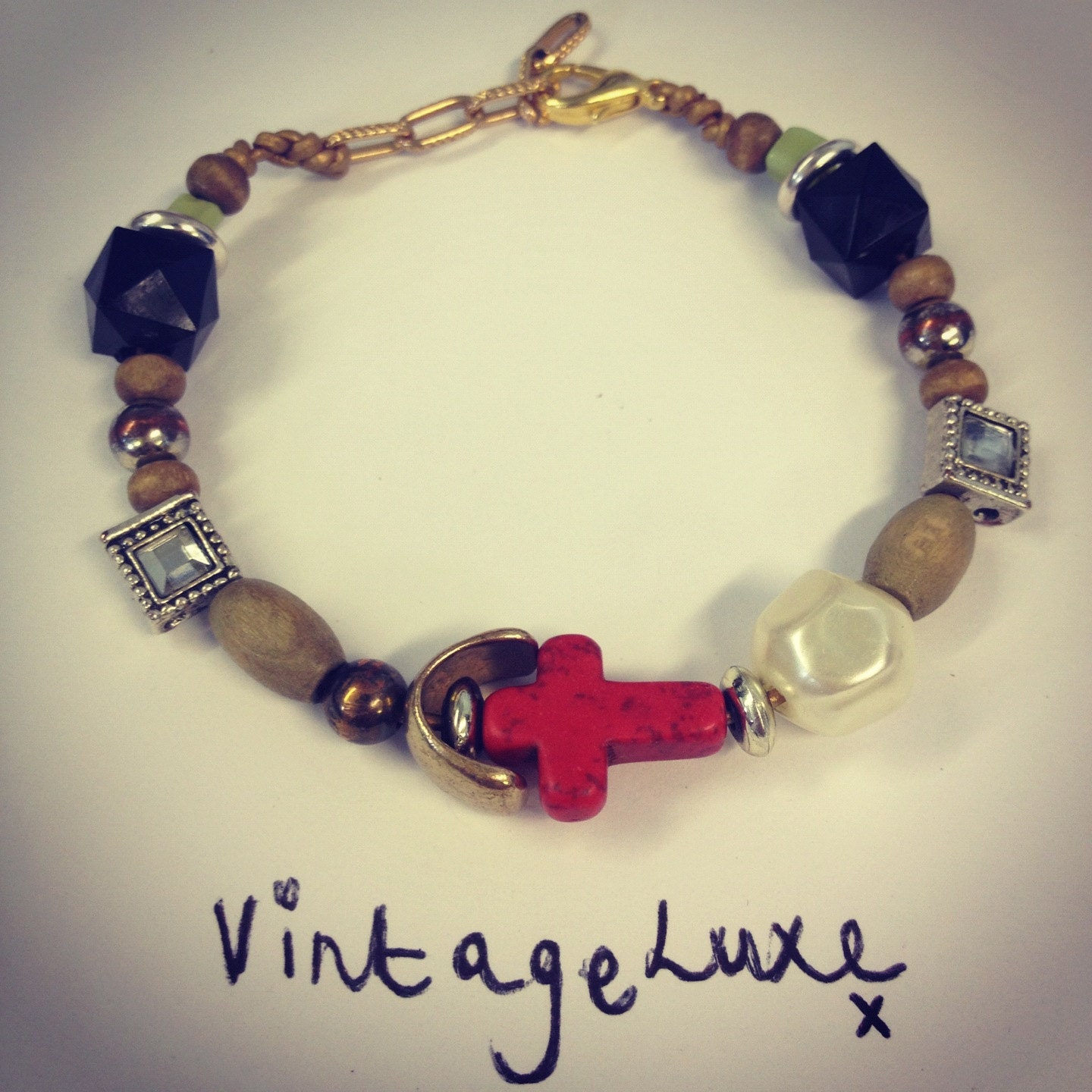 Handmade Vintage Cross Charm Bracelet