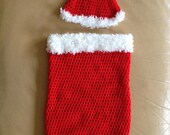 Crochet Christmas Santa Cocoon and Hat set for newborn