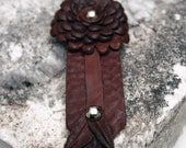 Button Pom Pom Leather Cuff - Choice of Color Leather and Hardware - Part of the Rosa Collection of Leather Accessories