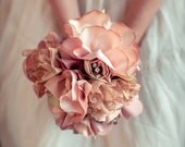 Tea Stained Fabric Bridal Bouquet - Small Alternative Bridal Bouquet, Vintage Wedding