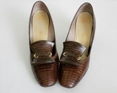 Vintage Alligator Reptile Loafers / Mia Farrow Shoes