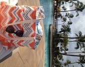 Large Chevron reversible Bag,  Beach Bag Deluxe Monogrammed, REVERSIBLE, Chevron Beach Bag
