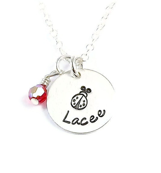 Little Diva Ladybug - Hand Stamped Personalized Necklace