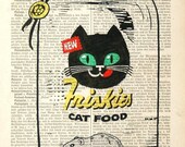 CAT FOOD giclee print poster mixed media animal painting illustration drawing