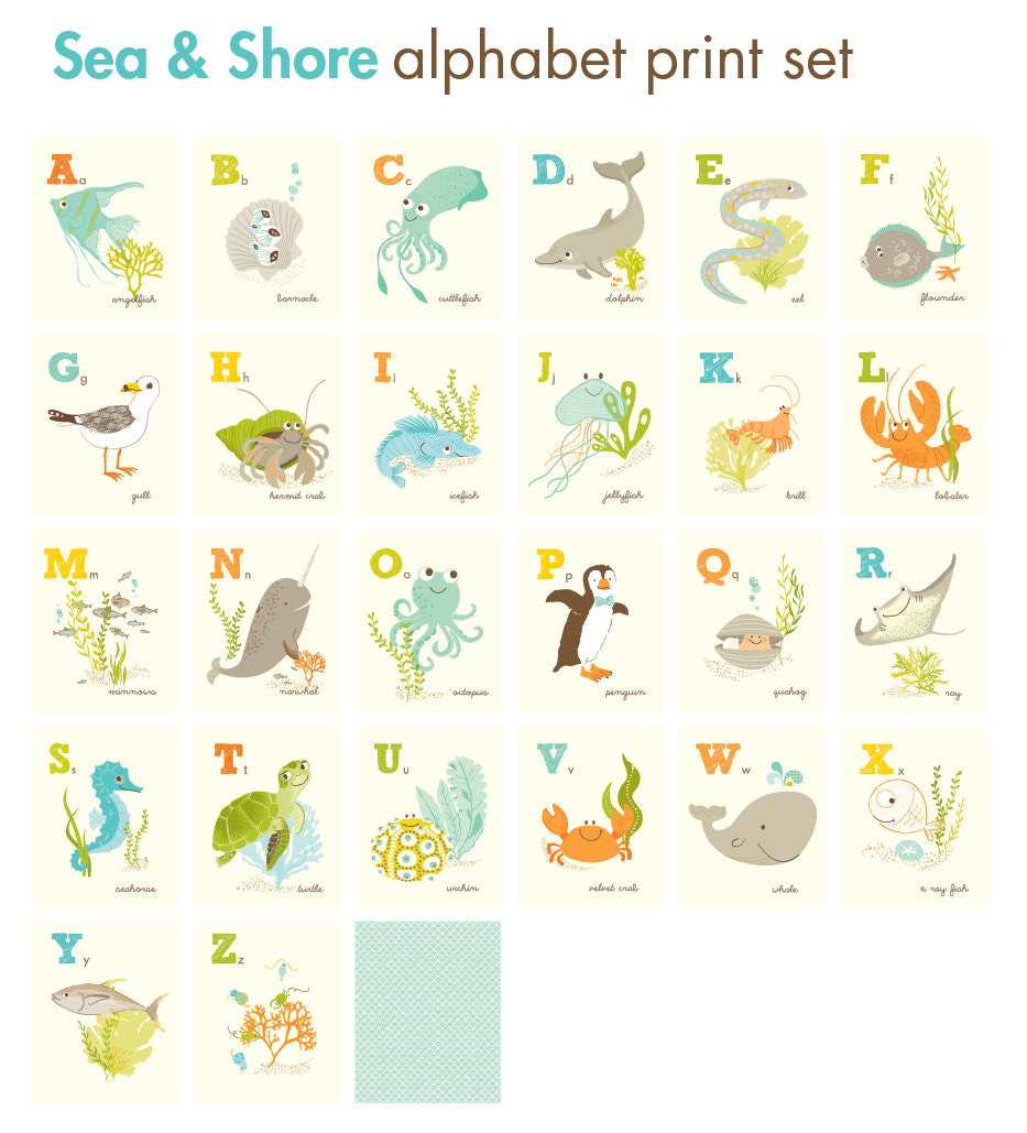 ALPHABET 26 CARD SET - Sea & Shore