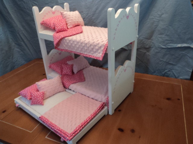 Doll Bunk bed and Trundle for American Girl Dolls or 18 inch Dolls