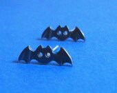 Bat Stud Earrings Black  Jewelry Goth Vampire sterling silver Holidays gift Teen Kids Girl Women mom for her spring